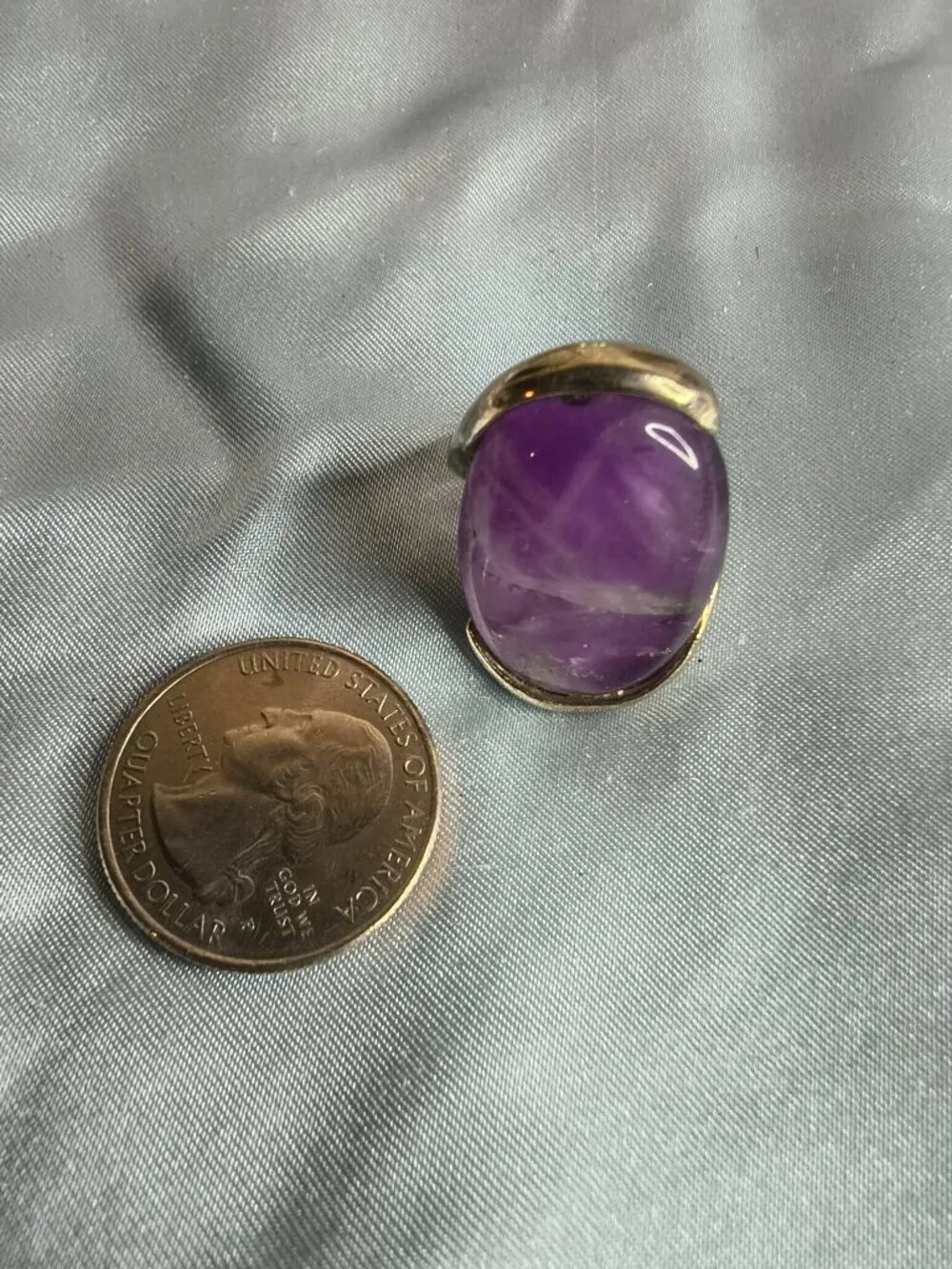 Silver Tone Amethyst Ring